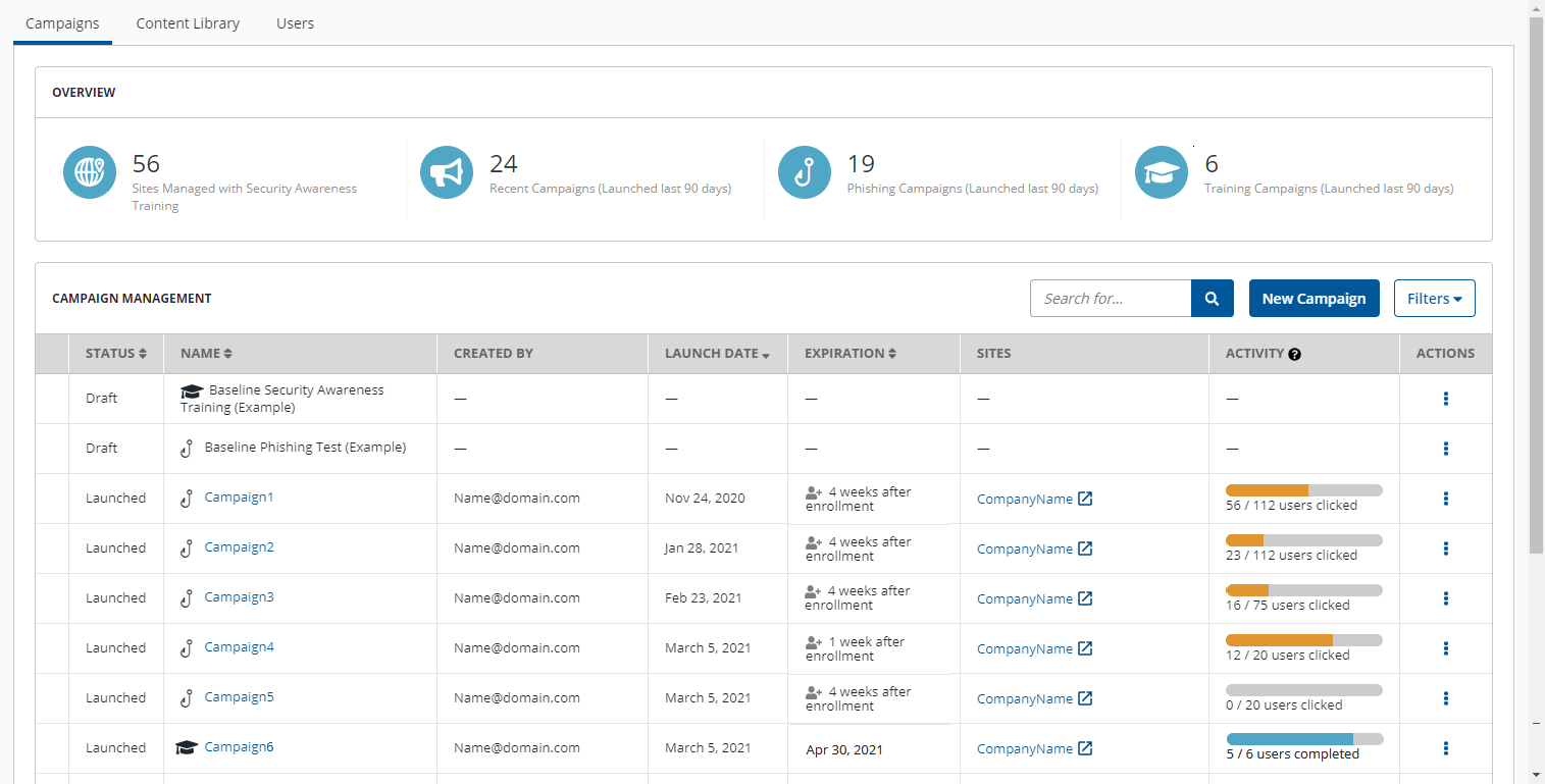使用可能なキャンペーンを表示する
