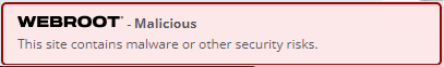Red message indicating that the website might be malicious
