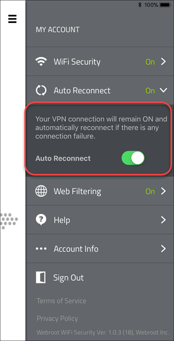Turning Auto Reconnect On or Off on Mobile Devices